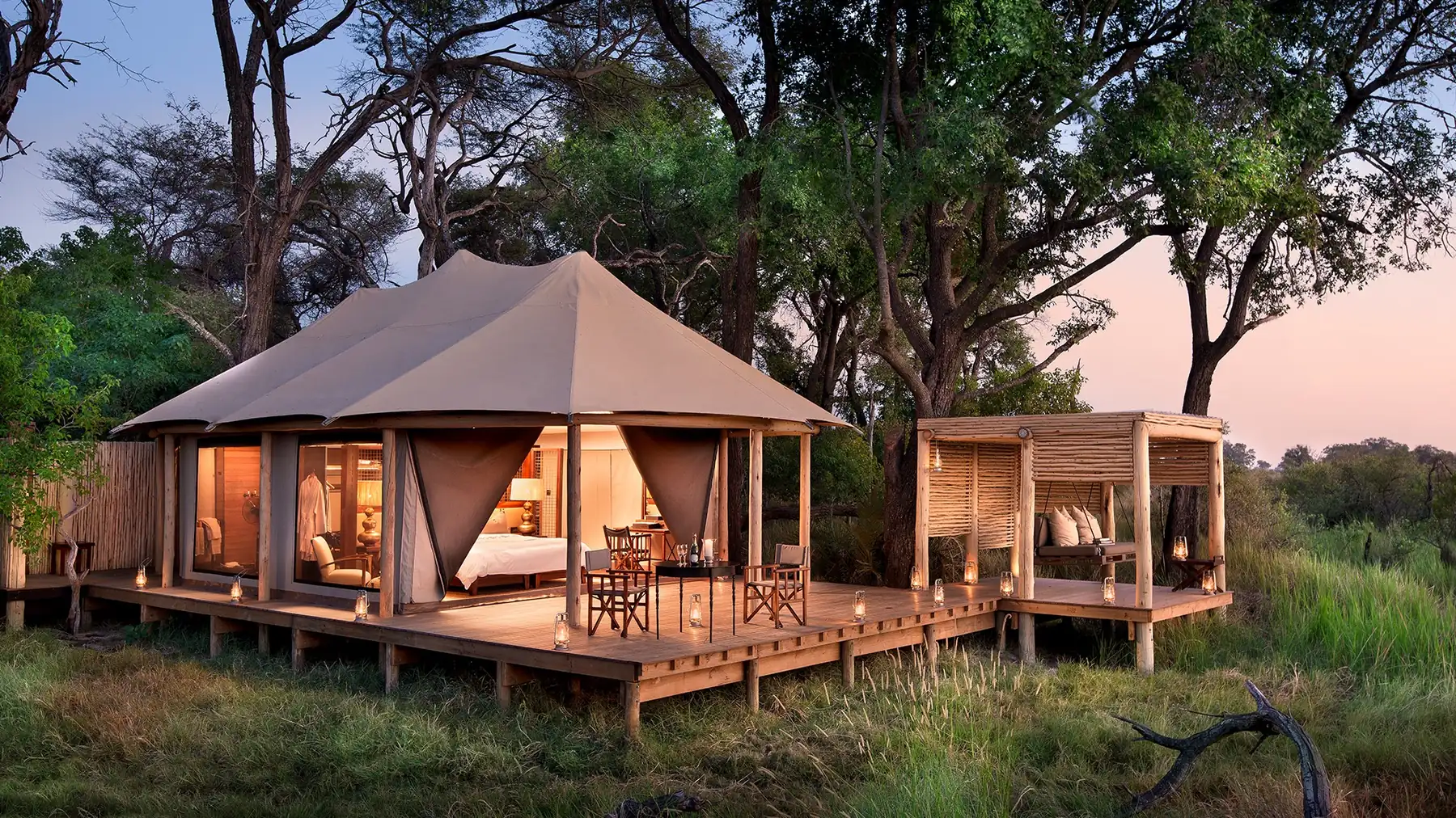 An &Beyond lodge camp tent