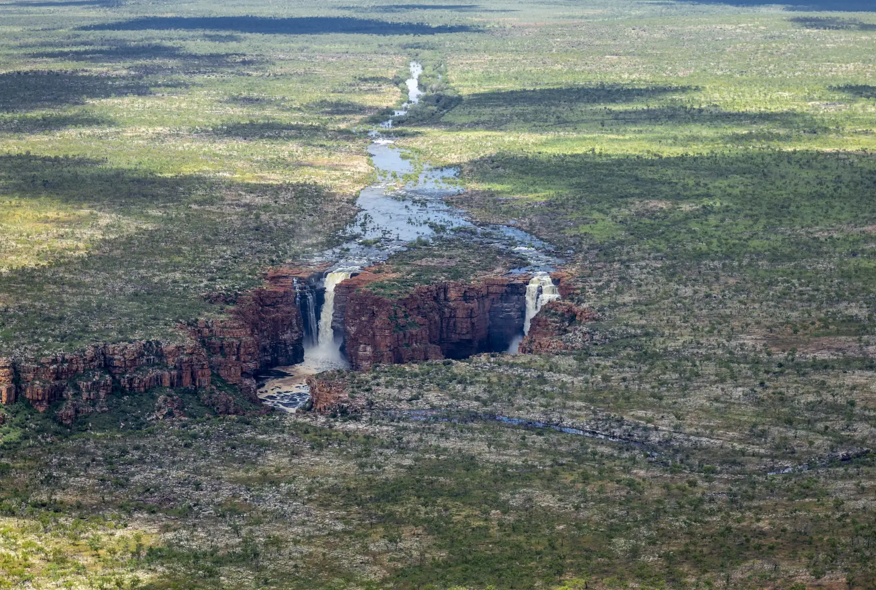 Aerial view of King George Falls in Australia's Kimberley