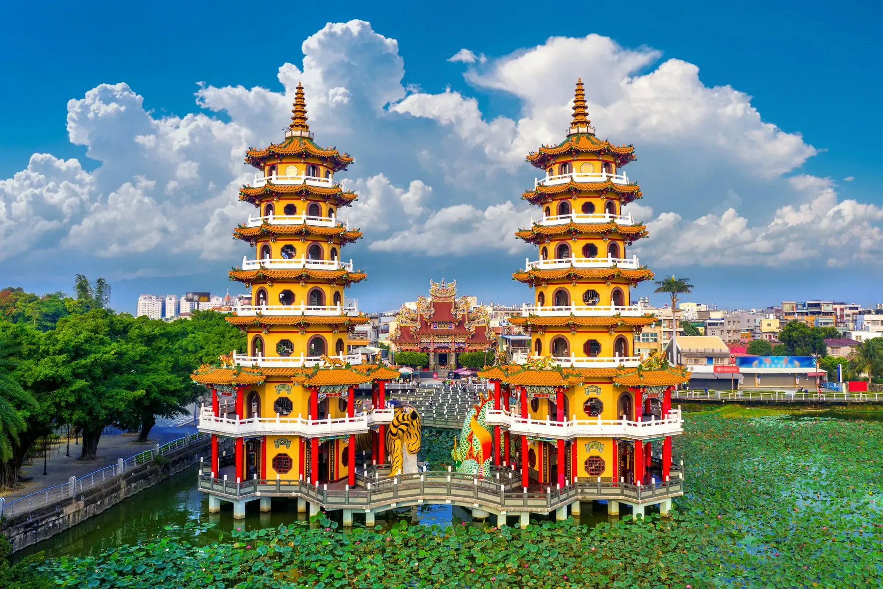 Tall traditional architecture in Kaohsiung