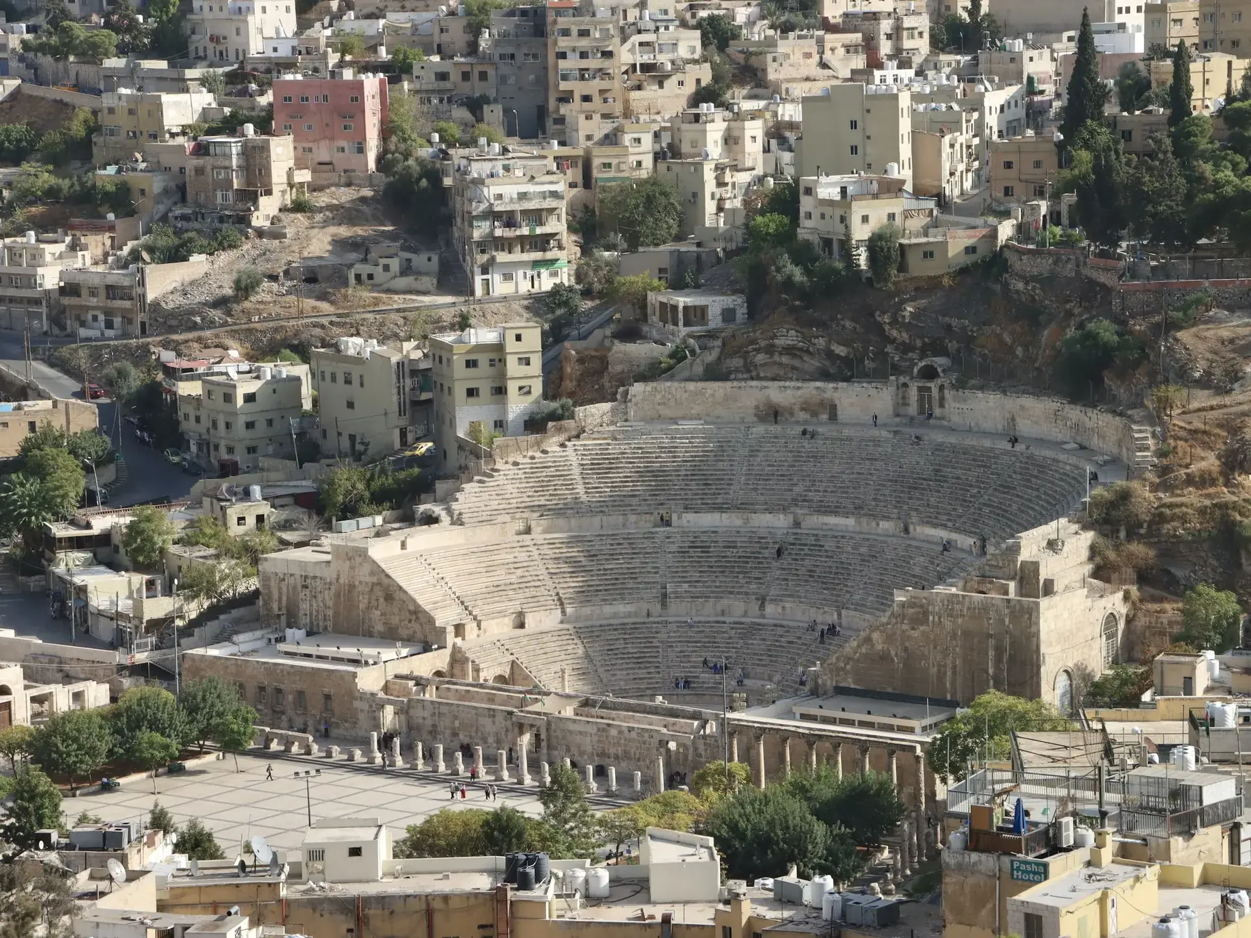Aerial view of the Amman Amphitheater in Jordan