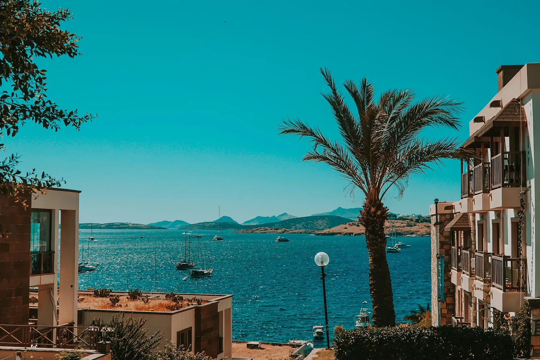 View toward the sea in Bodrum, Turkey