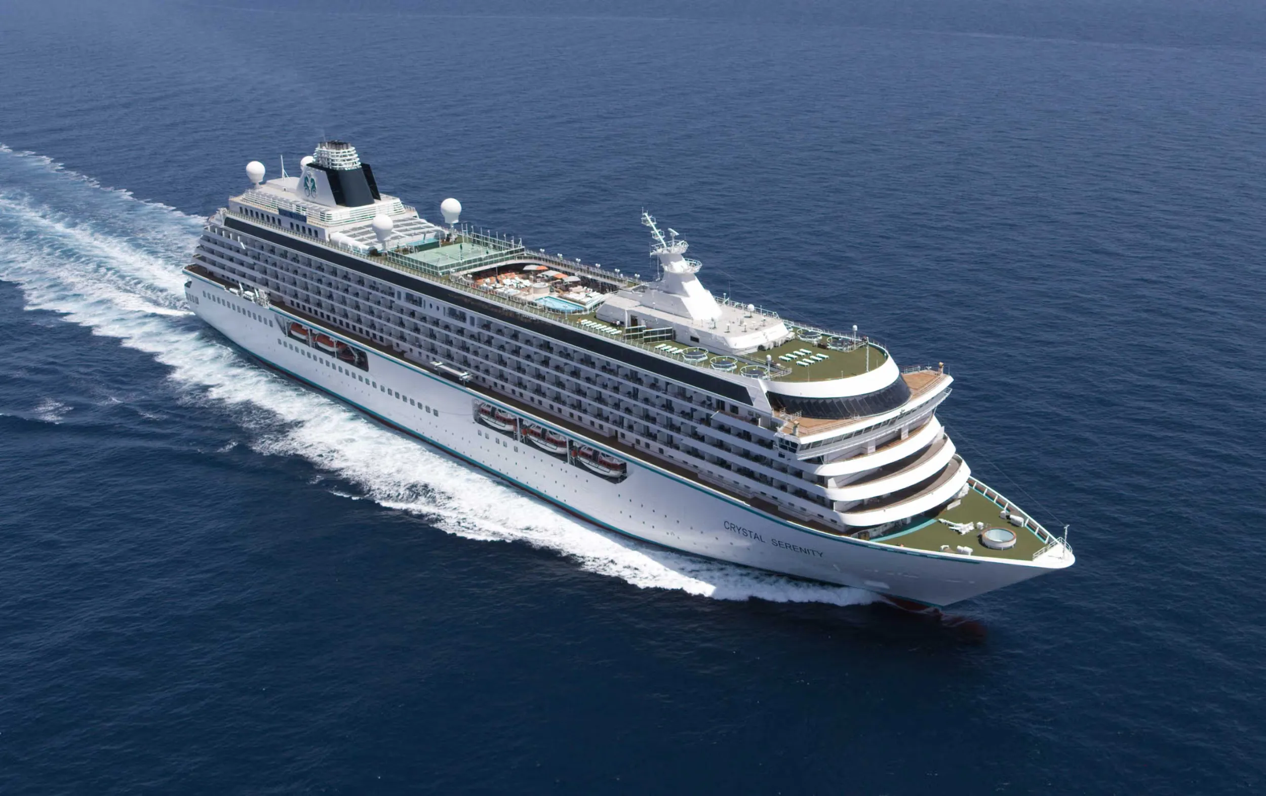 Crystal Serenity cruise ship aerial