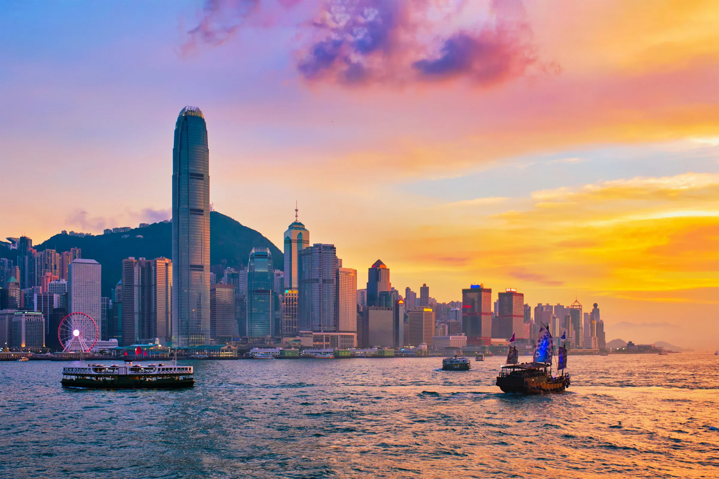 Hong Kong skyline at sunset