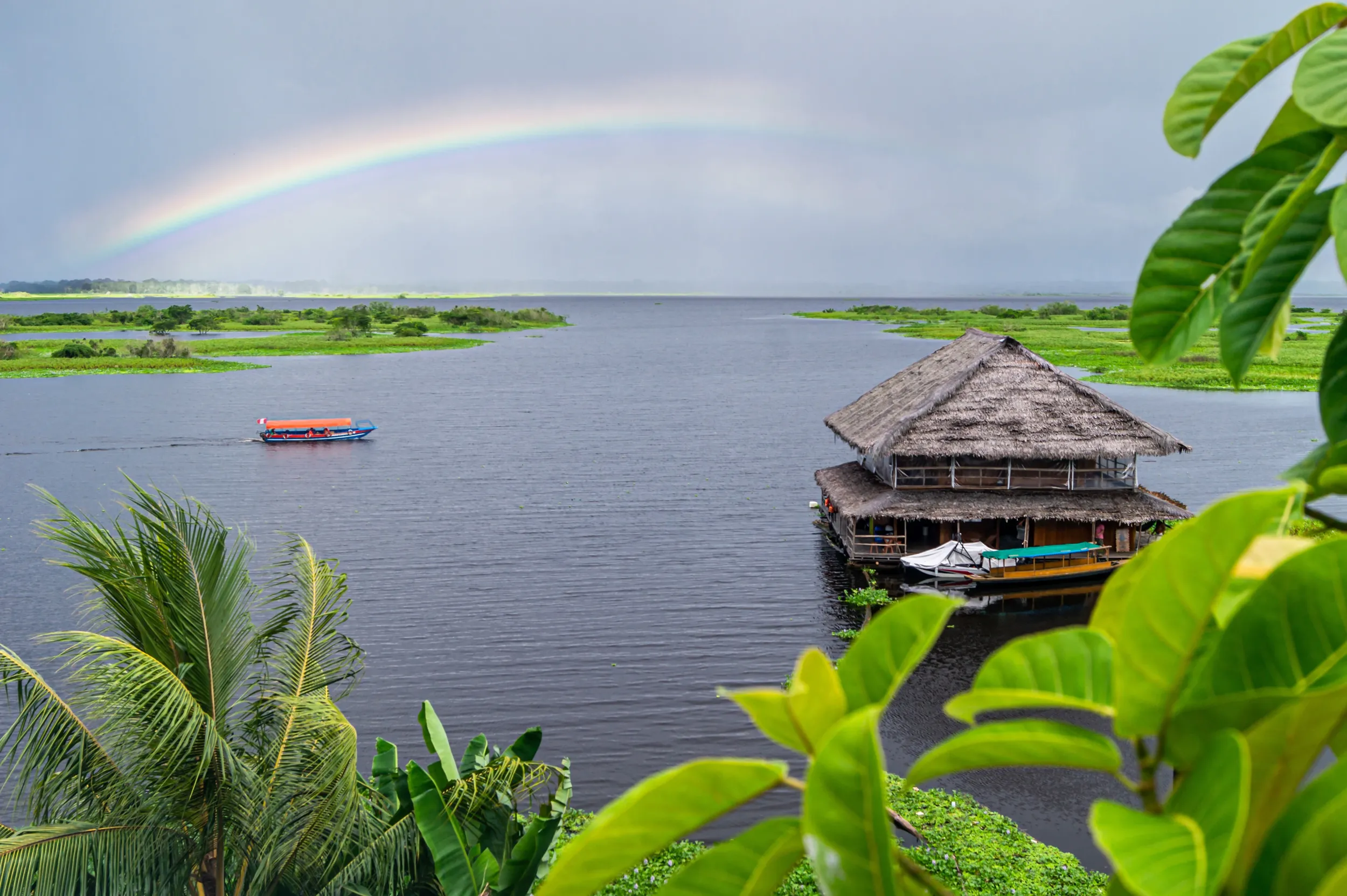 A hut on a Peruvian lake