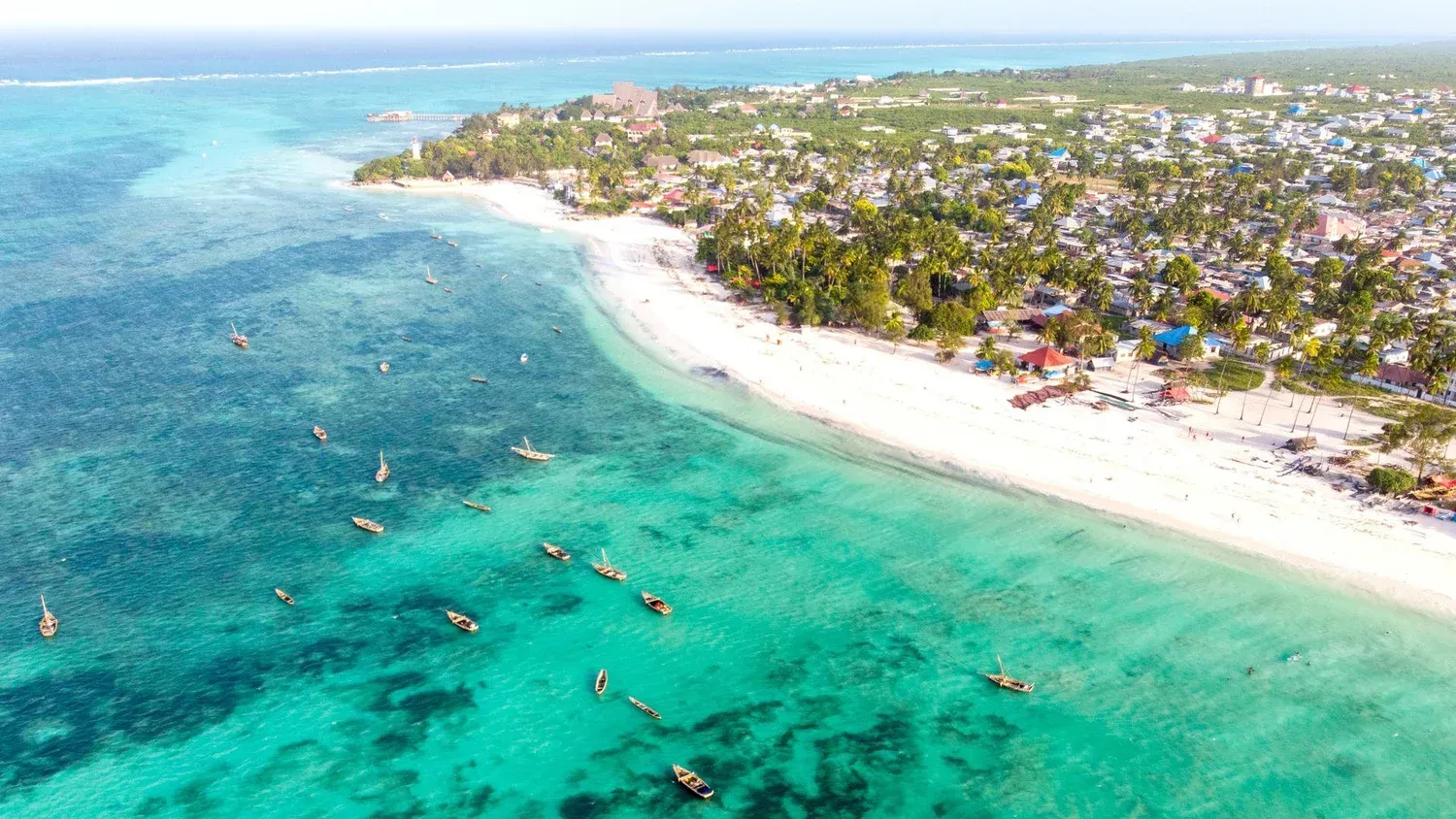 Aerial view of a Zanzabar beach
