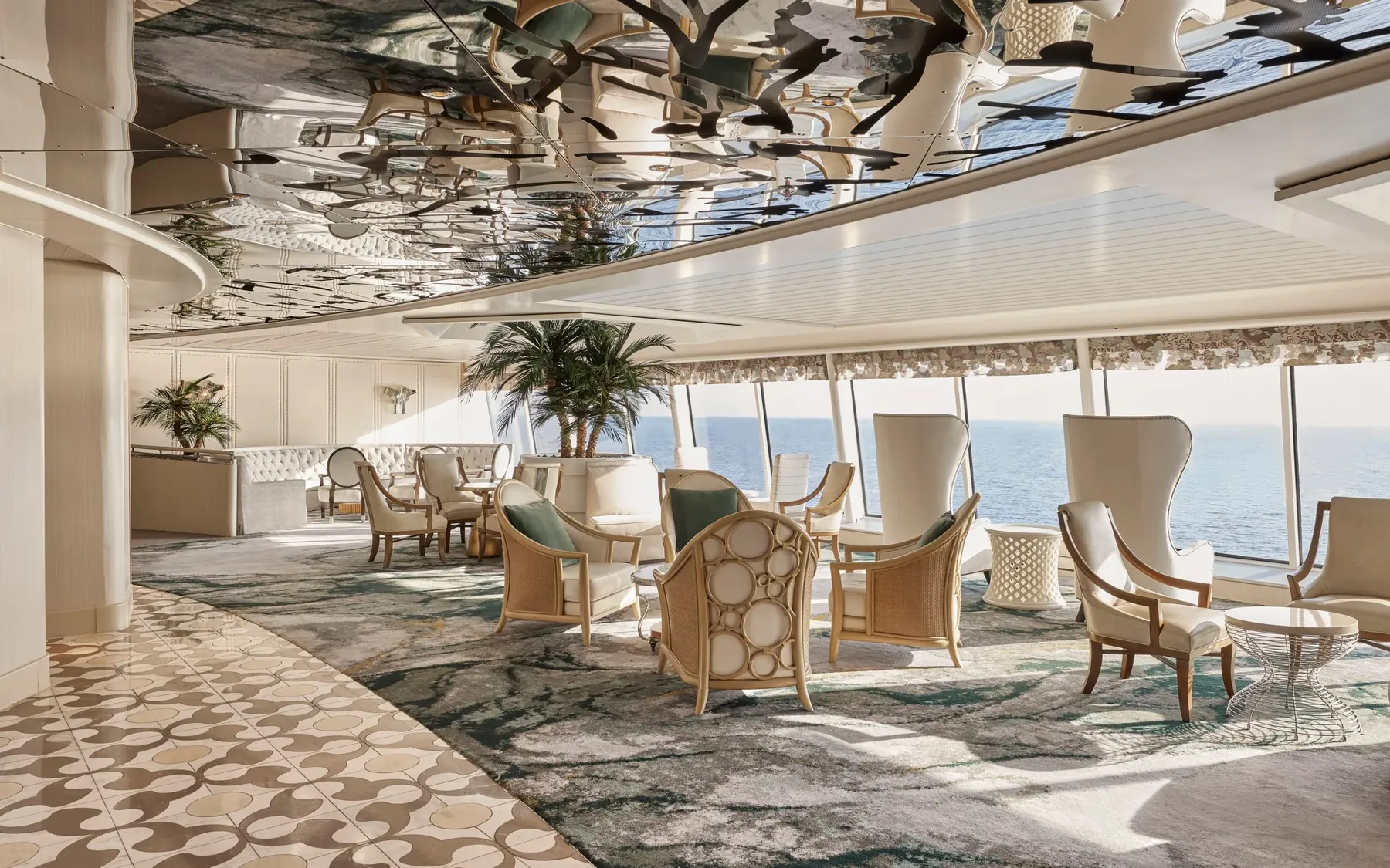 A lounge area on the Crystal Symphony cruise ship