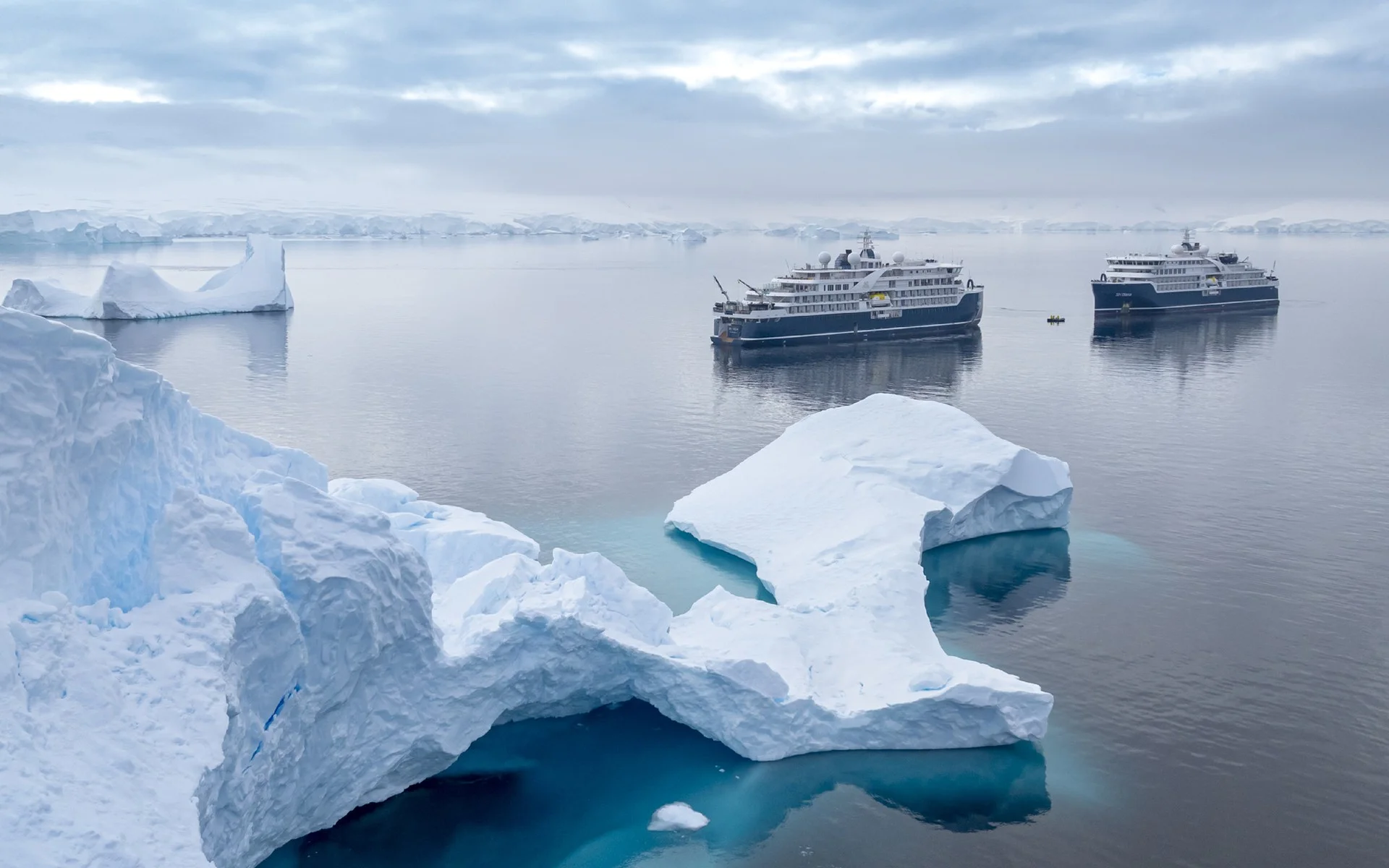 Two Swan Hellenic expedition cruise ships in Antarctica
