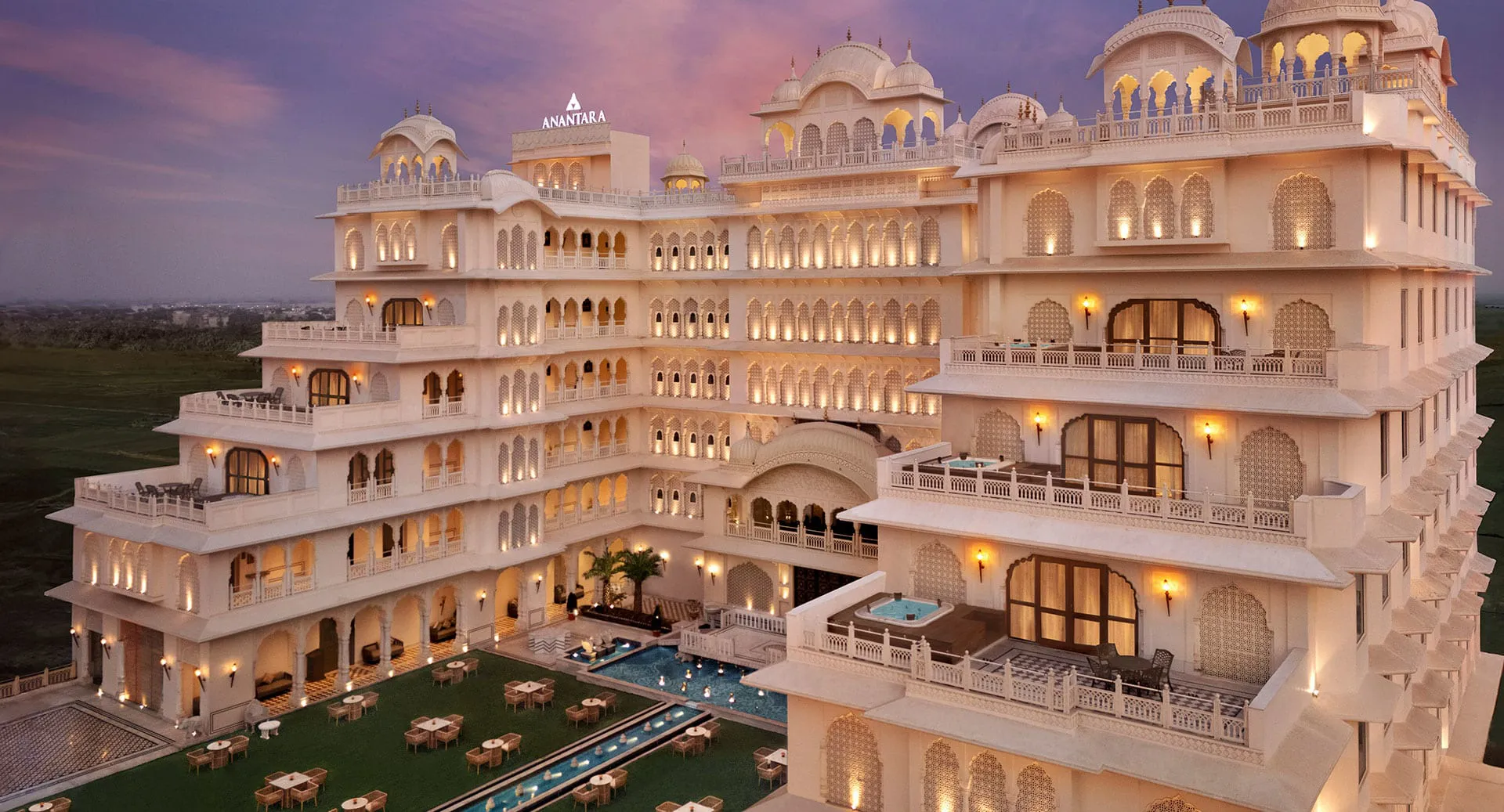 Aerial view of an Anantara resort in India