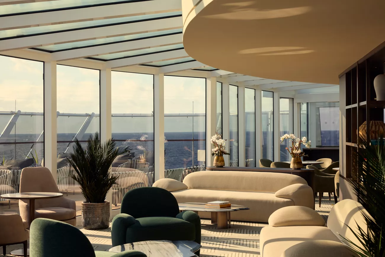 Explora Lounge on deck 11 aboard Explora III with panoramic views