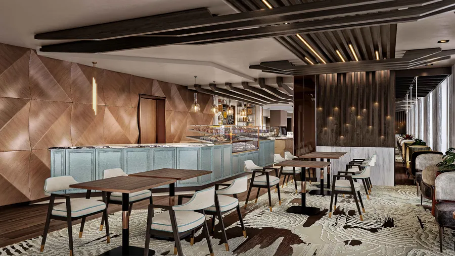 Crema Cafe on deck 5 aboard Explora III serving specialty coffee and pastries