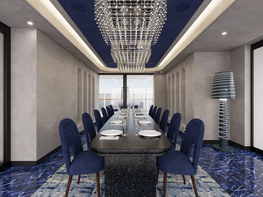 The Chef's Table by Explora Journeys, a ten-seat private dining room aboard Explora III