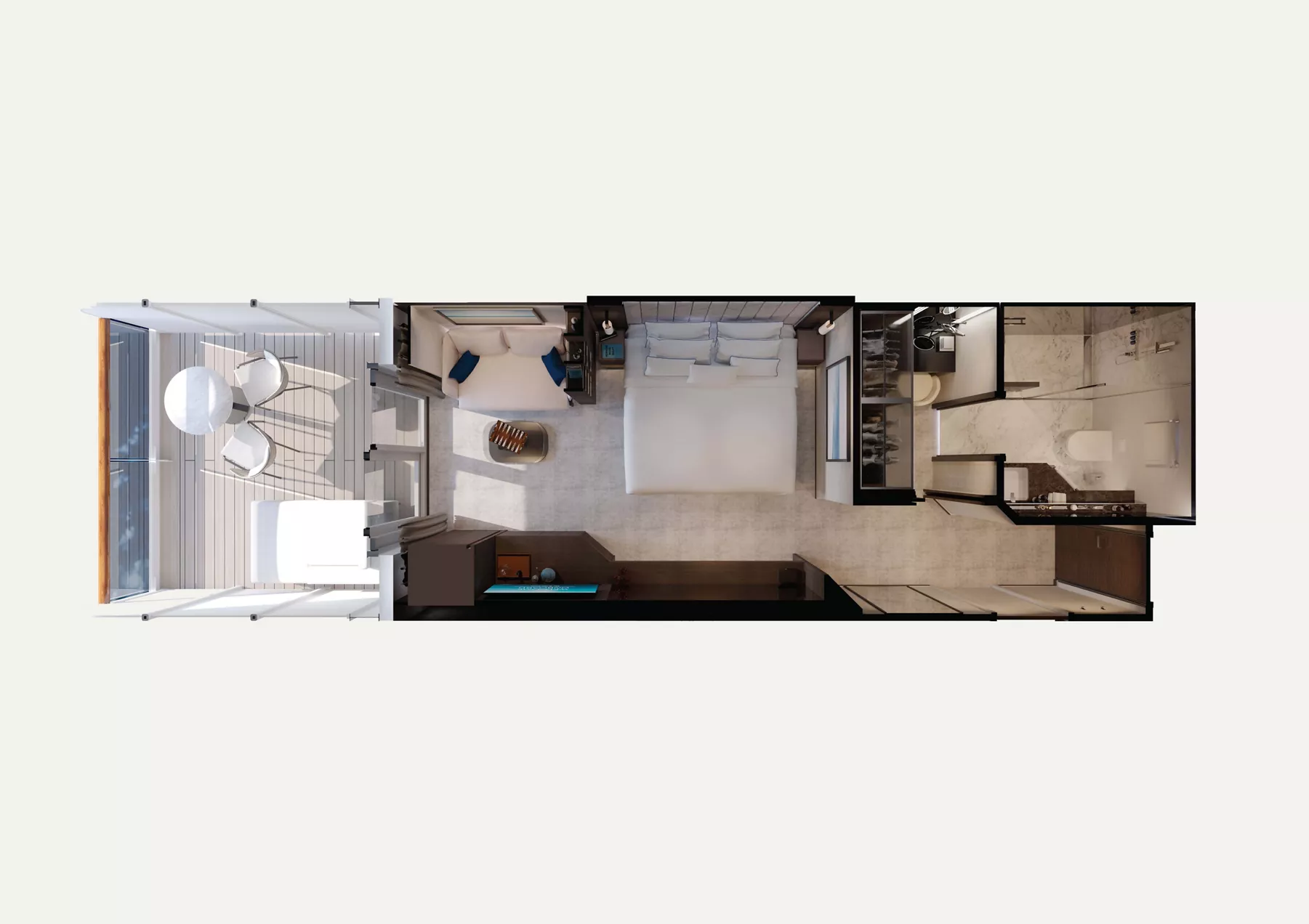 Floorplan of an Ocean Grand Terrace Suite aboard Explora III