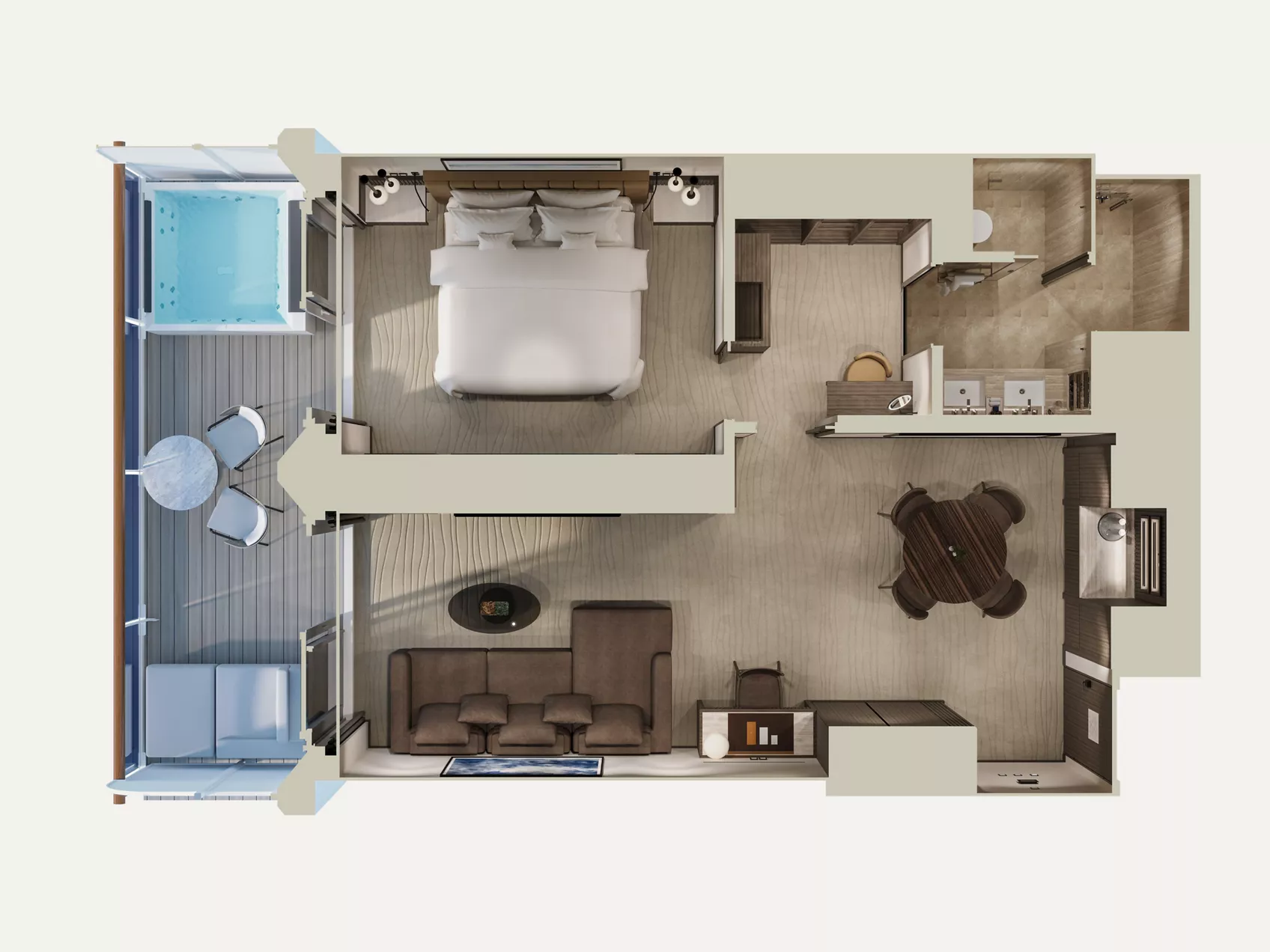 Floorplan of a Cove Residence with Whirlpool aboard Explora III
