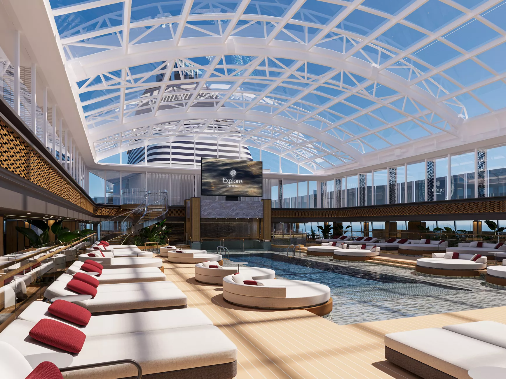 Conservatory Pool and Lounge on the Explora III cruise ship