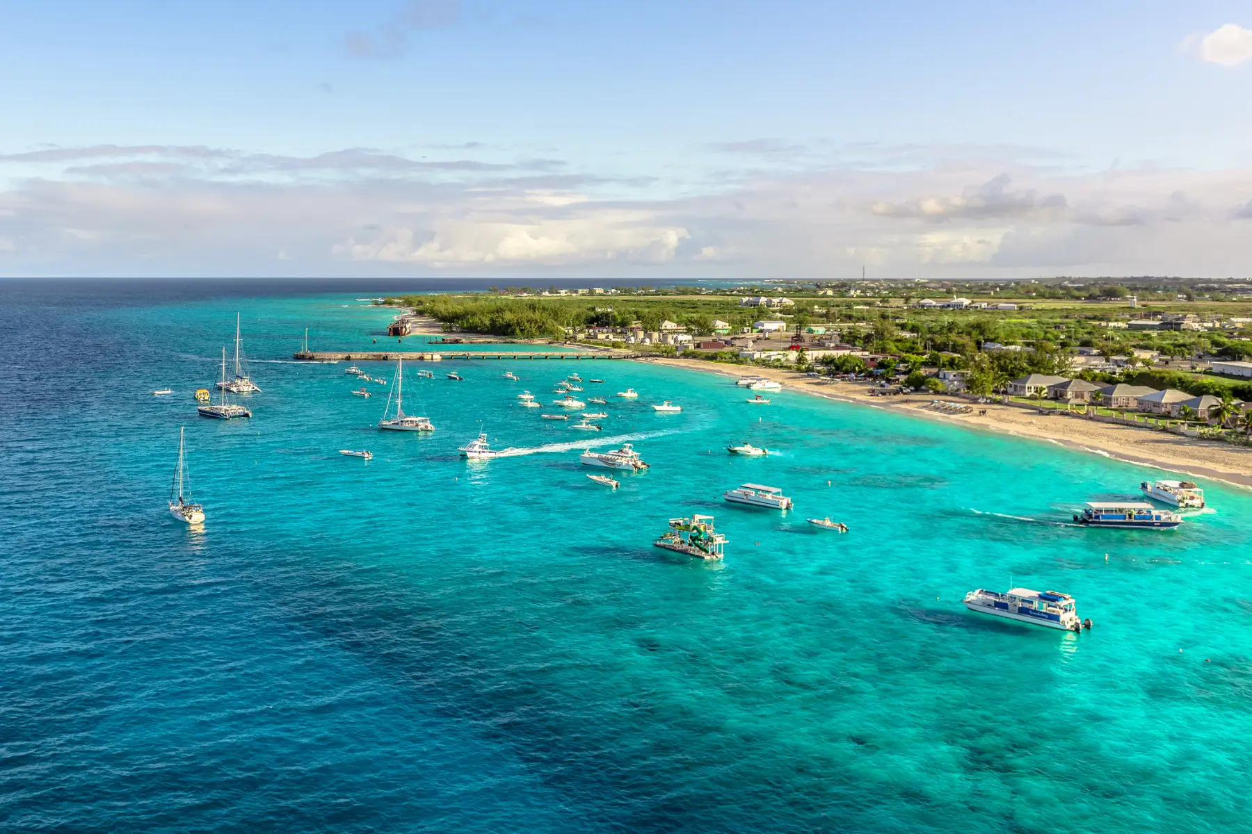 Aerial view of a turquoise beach in the Grenadines