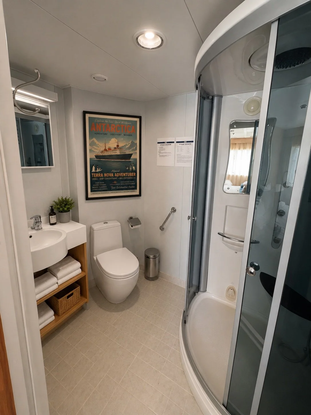 Suite bathroom aboard Terra Nova Adventurer