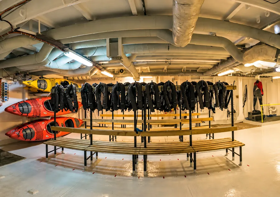 Mudroom aboard Terra Nova Adventurer