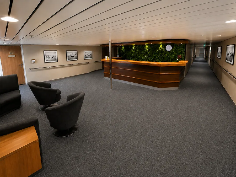 Reception area aboard Terra Nova Adventurer