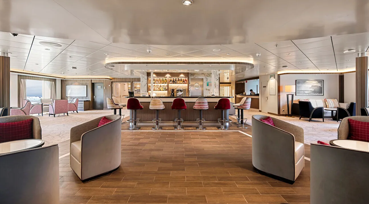 Douglas Mawson bar and lounge with floor-to-ceiling windows