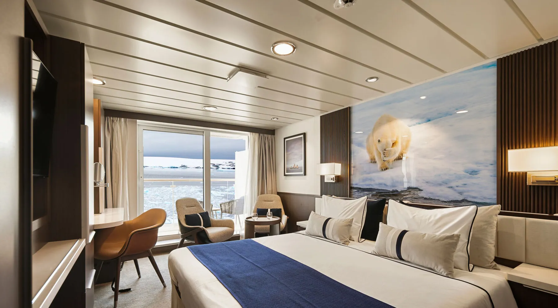 Douglas Mawson suite interior with lounge area