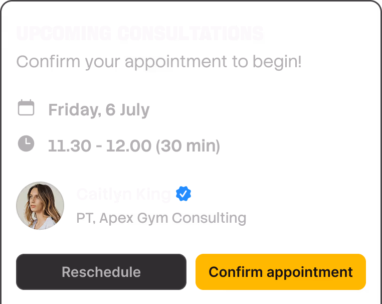 Apex Gym Consulting appointment booking interface