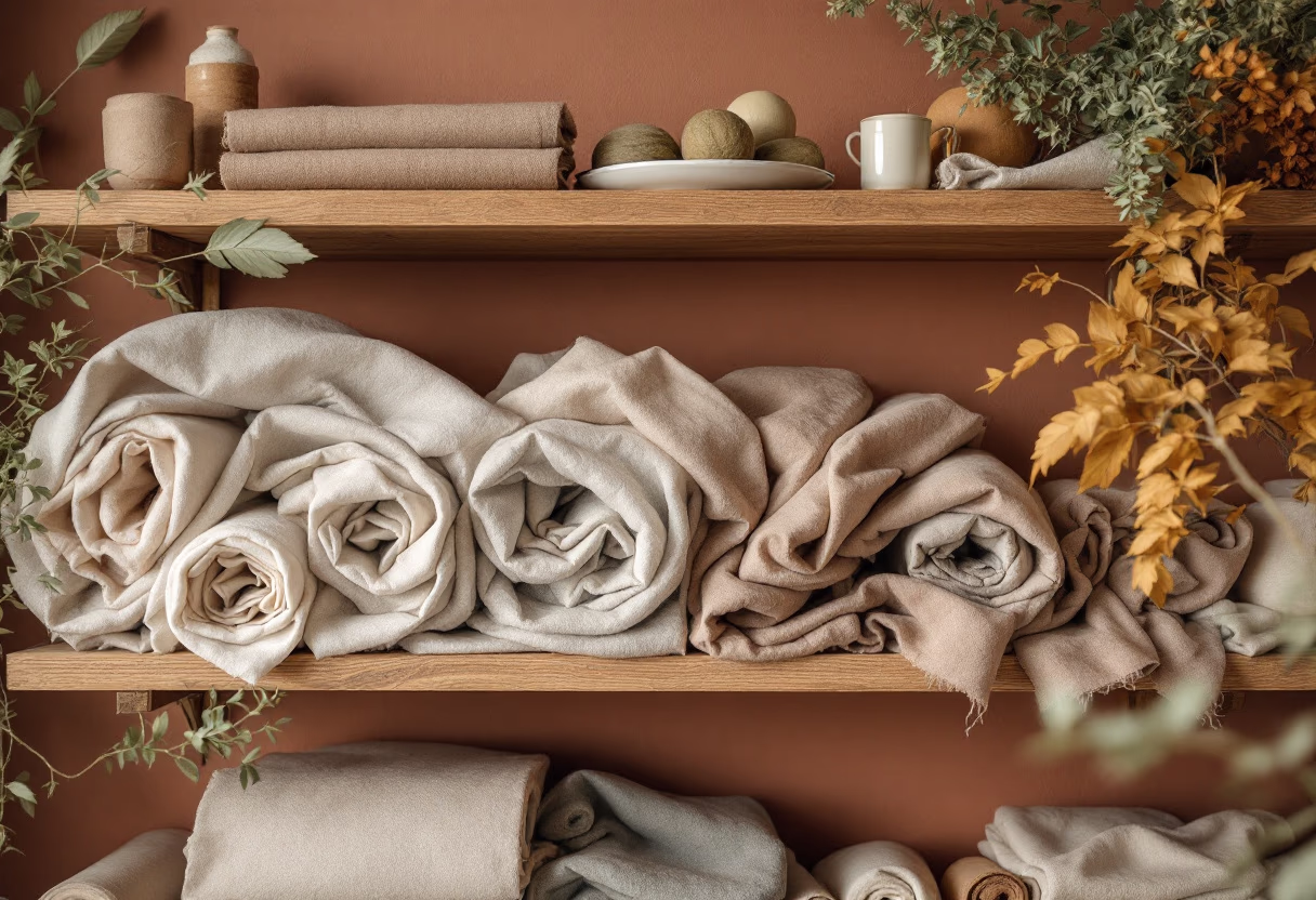 [background image] image of fabric rolls on shelves (for a tailors & alteration shop)