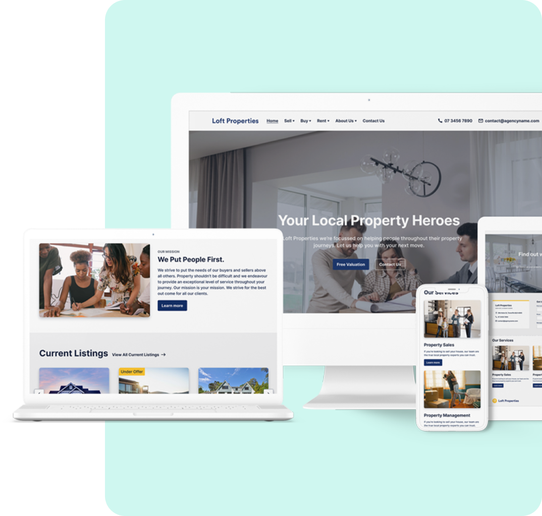 Rex Sites shown on tablets, mobiles and desktop