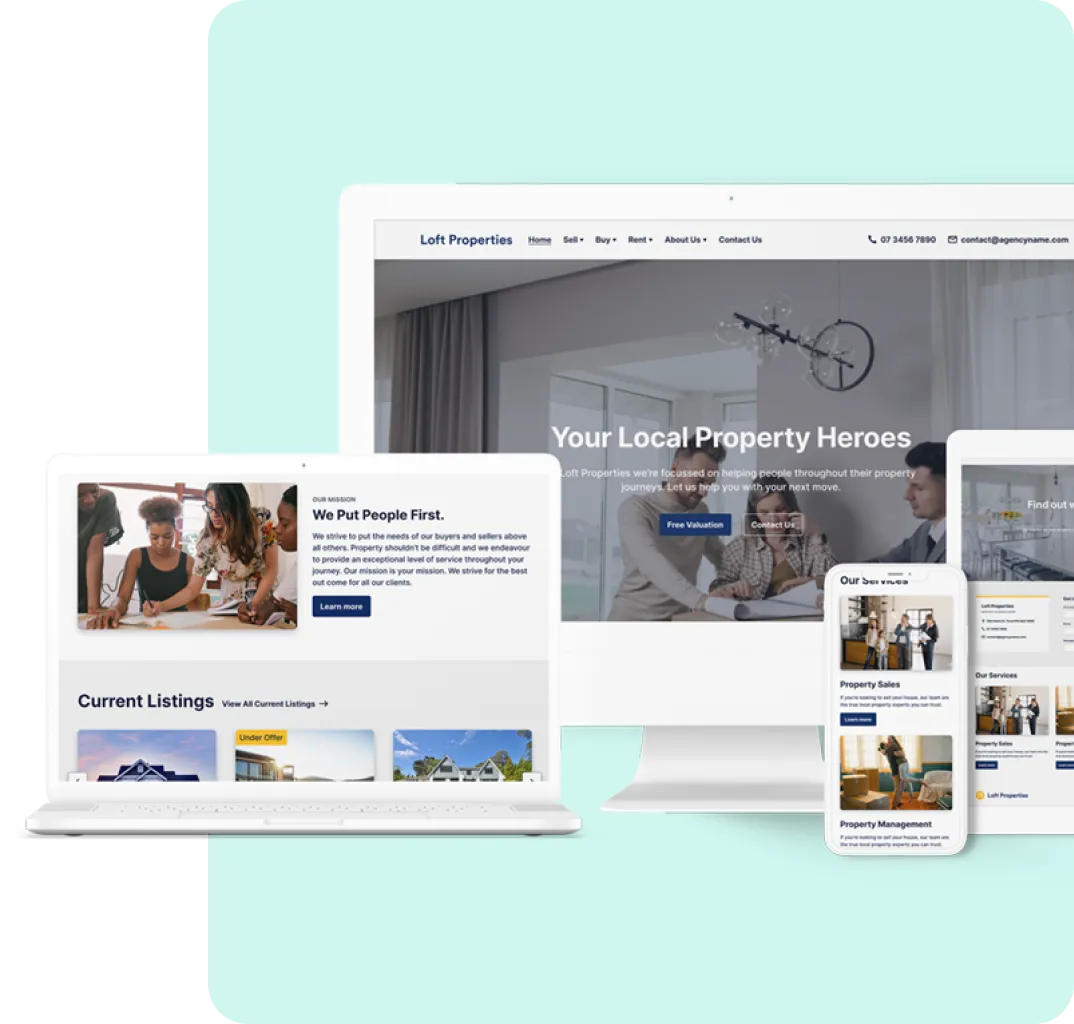 Rex Sites shown on tablets, mobiles and desktop