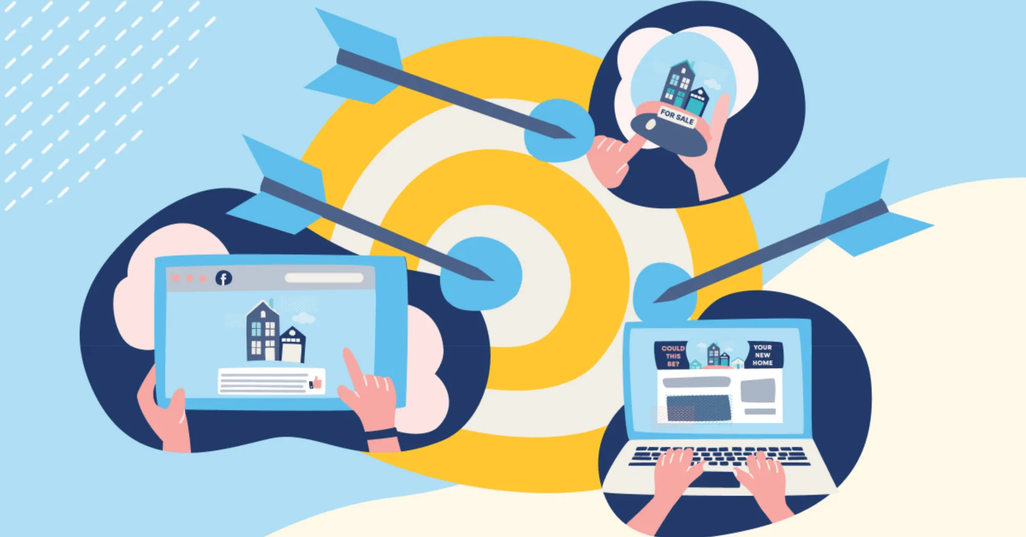 Illustration of website and key targets to optimise.