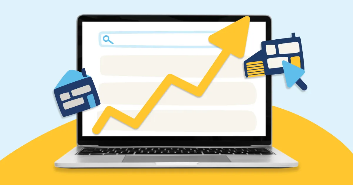 Laptop with illustration of website search performance