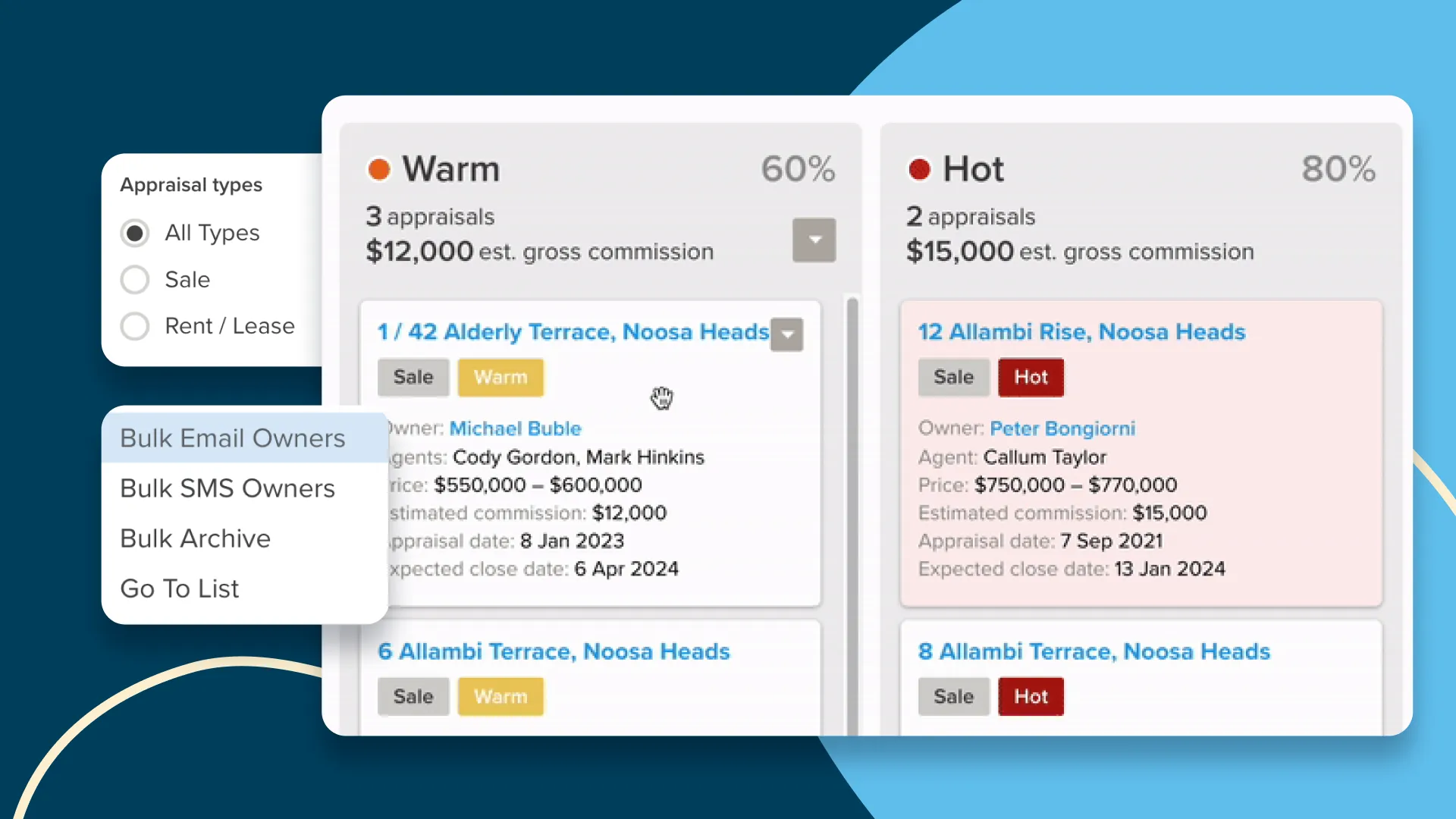 Rex Sales and Rentals CRM's newest feature Appraisals Pipeline