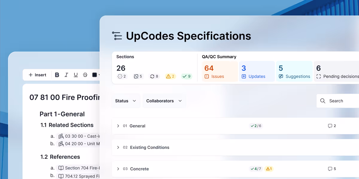 Introducing UpCodes Specifications: A new code-to-spec workflow