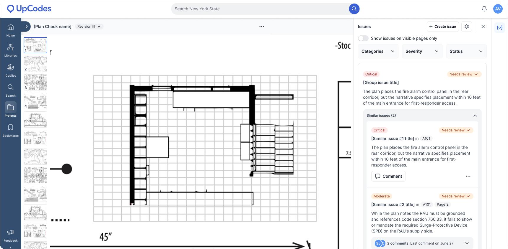 UpCodes Plan Review shows more focused review results.‍