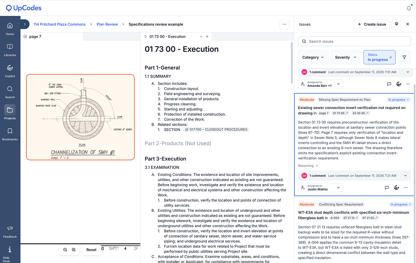 Screenshot of a Specifications Coordination review.