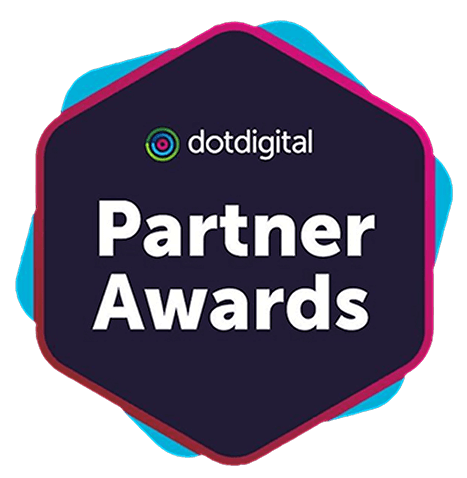 Hexagonal badge with dotdigital logo and the text Partner Awards.
