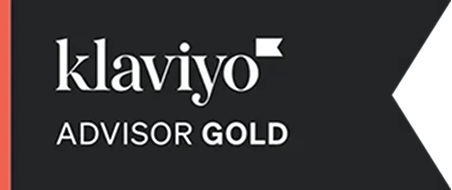 Klaviyo Advisor Gold badge with white text on a black background.