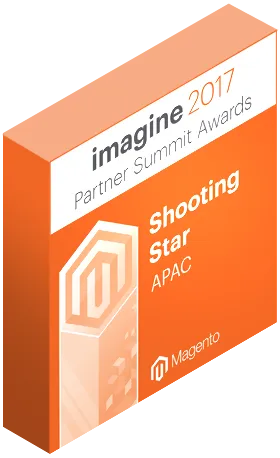 Orange Magento award plaque for Imagine 2017 Partner Summit with Shooting Star APAC recognition.