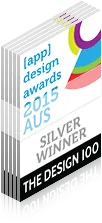 Silver award trophy for the 2015 [app] design awards signed 'SILVER WINNER' from The Design IOI.