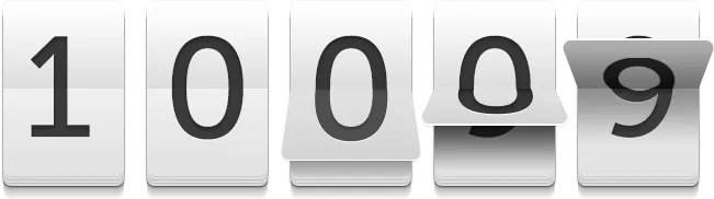 Vintage mechanical flip counter displaying the number 10009.