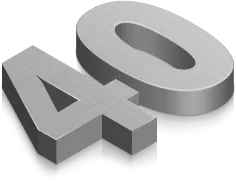 3D grey number 40 with a shadow on a white background.