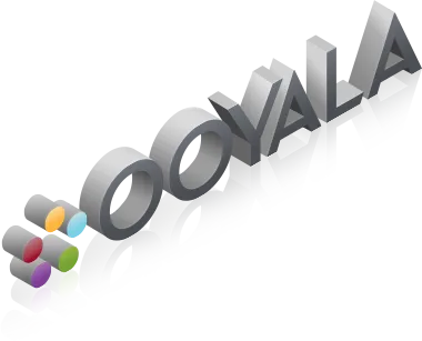 3D text logo reading 'OOYALA' with a colorful circular emblem on the left.