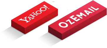 Red rectangular blocks featuring the Yahoo and Ozemail logos.