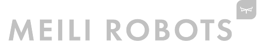 MEILI ROBOTS text logo with a small speech bubble icon containing a stylized robotic face.