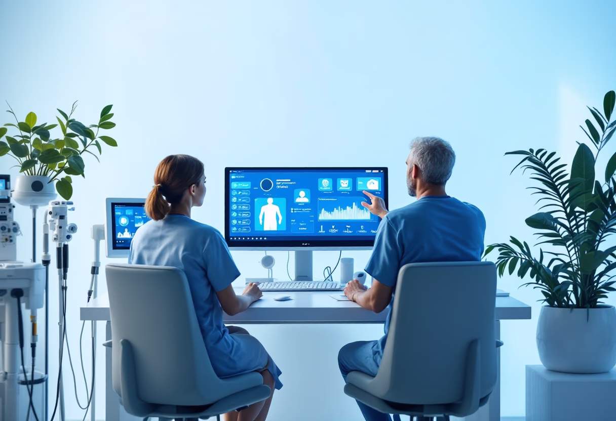 image of ai software in healthcare action at a patient care station