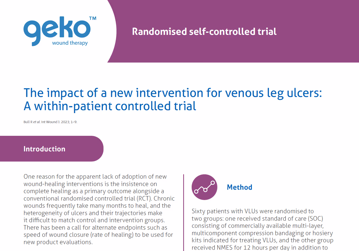 The geko device Venous Leg Ulcers RCT summary