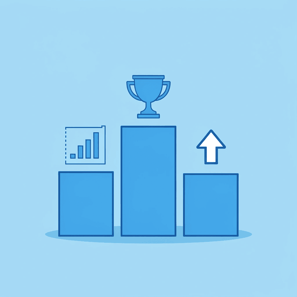 Podium showing the top-ranked prop trading firms, including Goat Funded Trader, Moneta Funded, and others