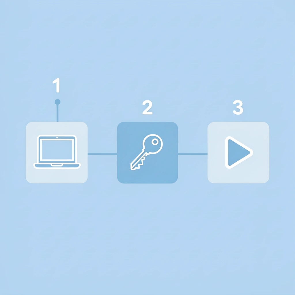 Three numbered steps showing the paper trading app setup process: download and install, create account, and enable simulation mode - Best Paper Trading App