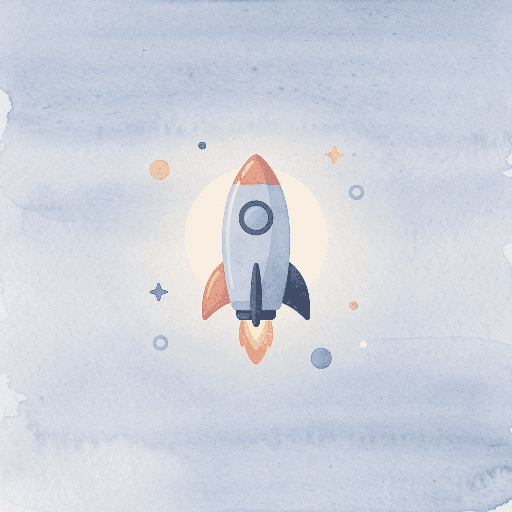 Rocket icon representing successful investing journey launch