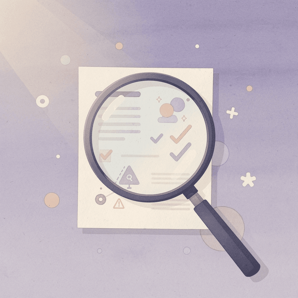 Magnifying glass examining documents representing a thorough analysis of prop firm claims