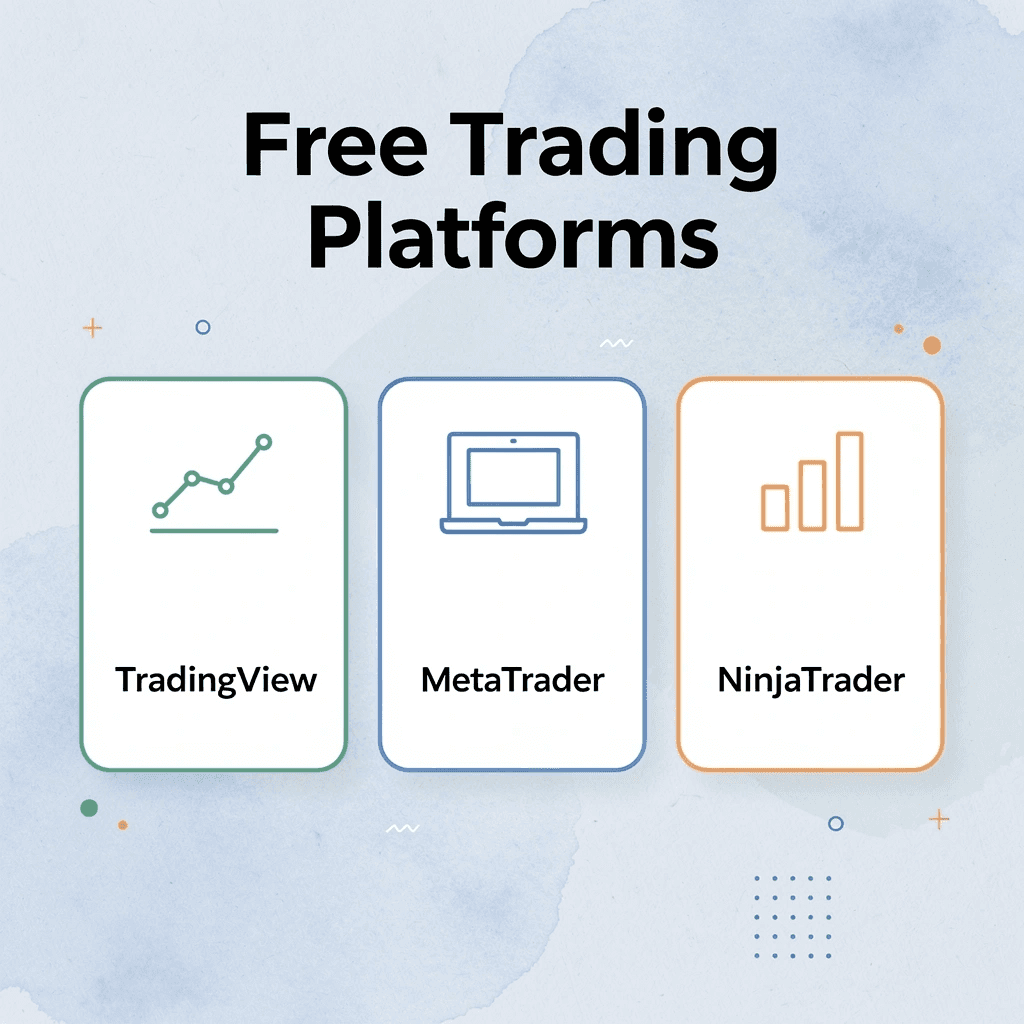 Infographic showing three free backtesting trading platforms